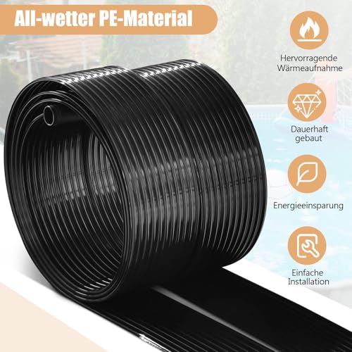 Miniatura 5 de Fantask Calefacción Solar Para Piscina 600 X 75 Cm, Colector Solar Para Piscina De Polietileno Resistente A Los Rayos Uv, Paneles Solares Enrollables, Calentador Para Piscinas De Hasta 25800 L, Color