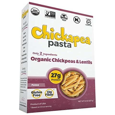 Chickapea Organic Chickpea and Red Lentil Pasta - Gluten-Free, Vegan, Protein Packed Penne - 8 oz Each Cover