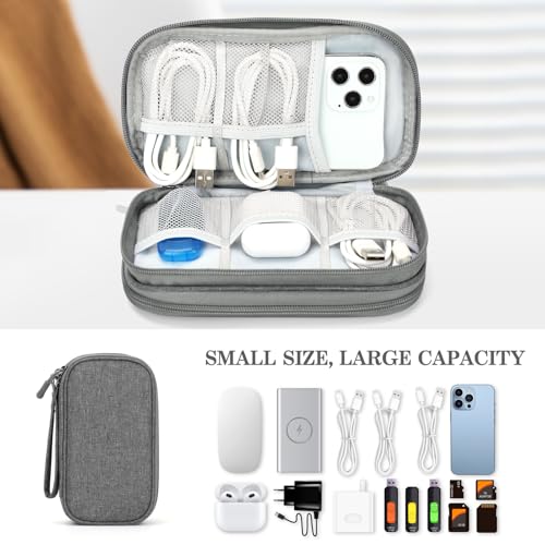 Image of FYY Travel Cable Organizer Pouch Electronic Accessories Carry Case Portable Waterproof Double Layers All-in-One Storage Bag for Cord, Charger, Phone, Earphone Dark Grey