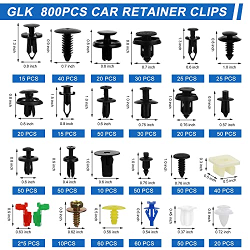 835 PCS Car Push Retainer Clips and Plastic Fasteners Kit - 24 Sizes Nylon Bumper Fender Clips Plastic Rivets with Fasteners Removal Tool for Toyota GM Ford Honda Acura Chrysler - Thumbnail 2