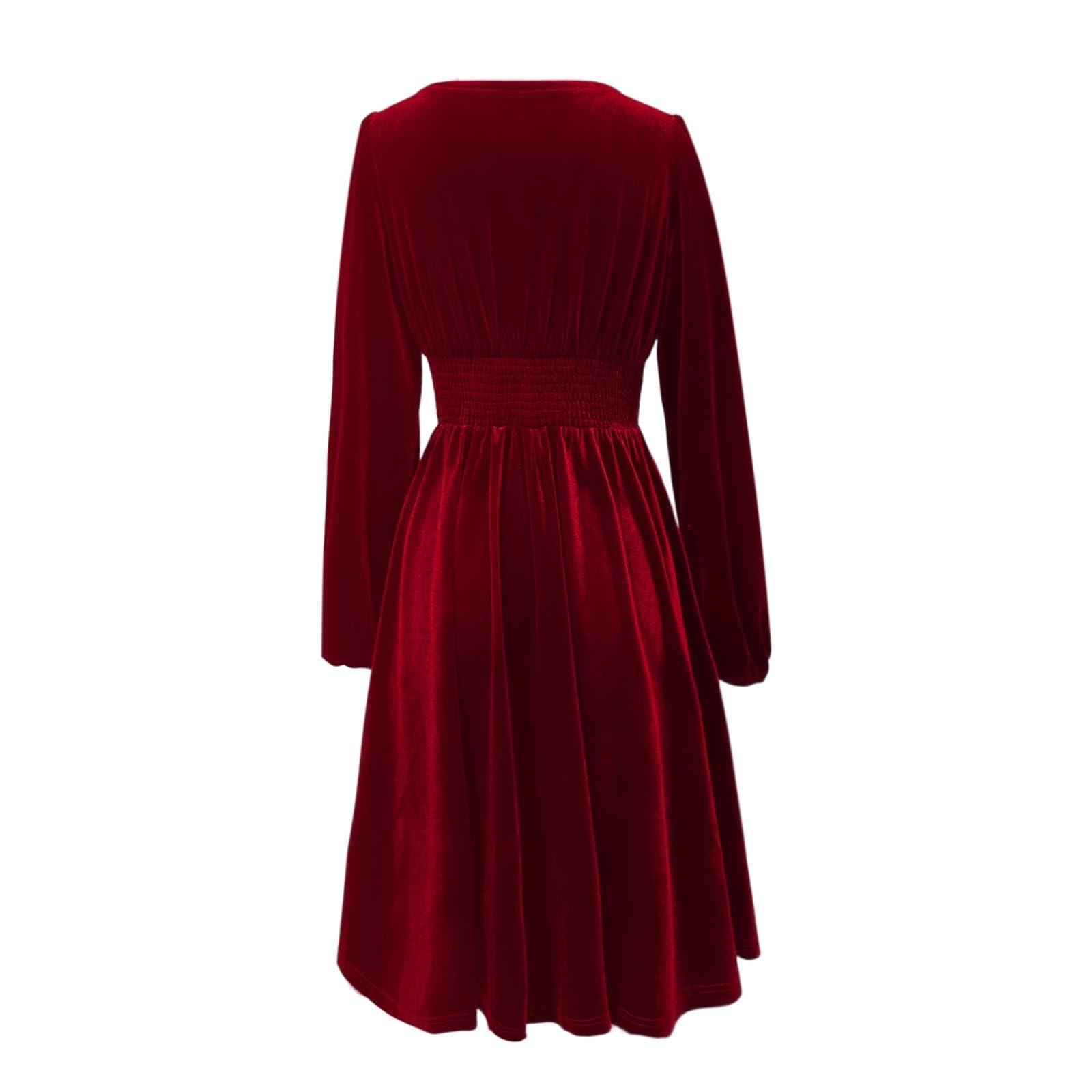TTDGYYXW Freizeitkleider Strickkleid Damen Pulloverkleid Elegantes Herbstkleid Winterkleid Elegantes Samtkleid für Damen – Weich, Bequem, Fließend, A-Linie, Langarm, Perfekt für Festliche Anlässe