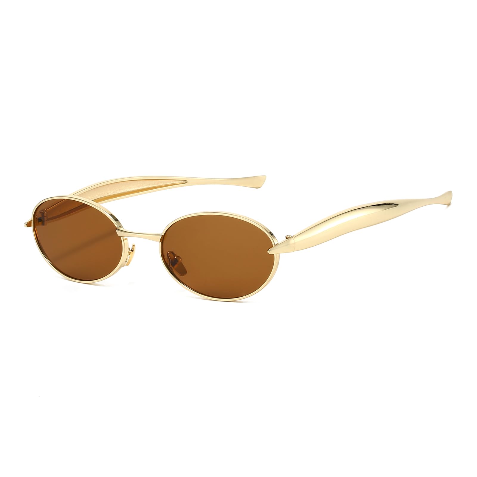 YAMEIZE Stilvolle Ovale Metall Sonnenbrille für - Damen Herren Metall Rahmen Runder UV400-Schutz Fahren im Freien