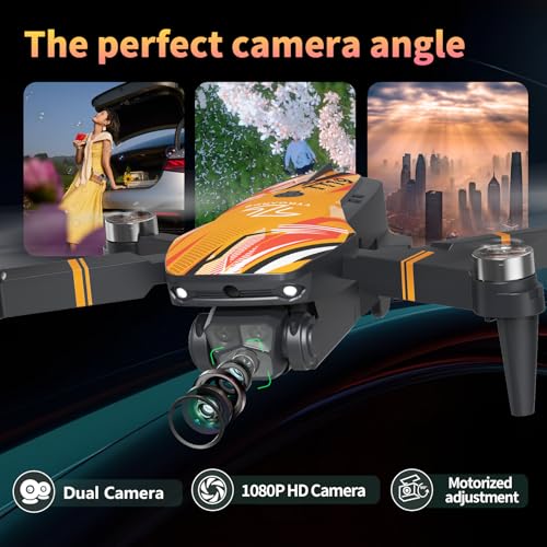 TT19 Foldable 1080P Drone with Camera for Adults, 270° Obstacle Avoidance, Brushless Motor Drones RC Quadcopter with Optical Flow Positioning, Level 3 Wind Resistance, Altitude Hold, Orange - Image 3
