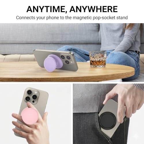 Image of Magnetic Silicone Phone Grip Compatible with MagSafe - Soft Finger Strap Holder with 3000G Strong Magnet - Ergonomic One-Touch Grip Compatible with iPhone 17 /16 /15 /14 /13 /12 Series (White)