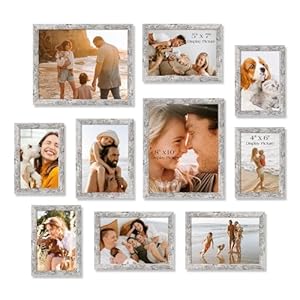 TWING Collage Picture Frames Wall Decor 10 Pack, Gallery Wall Rustic Picture Frame Set for Wall or Tabletop Display, Multi Sizes with Two 8×10, Four 5×7, and Four 4×6 Photo Frames
