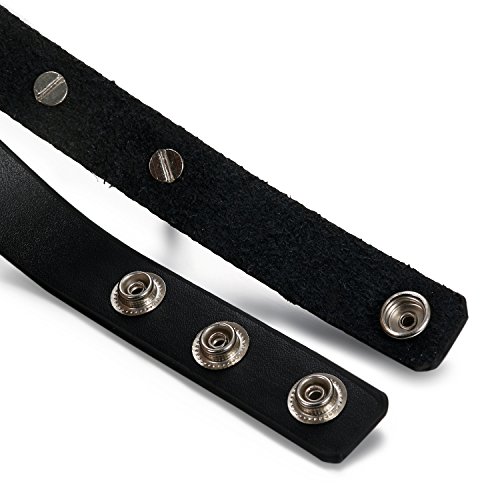 Flongo Gothic Black Rivet Leather Spiked Necklace Neckband Choker, Unisex Accent Spike Studded Punk Rock Biker Link Wide Strap Leather Collar Choker Necklace - Image 4