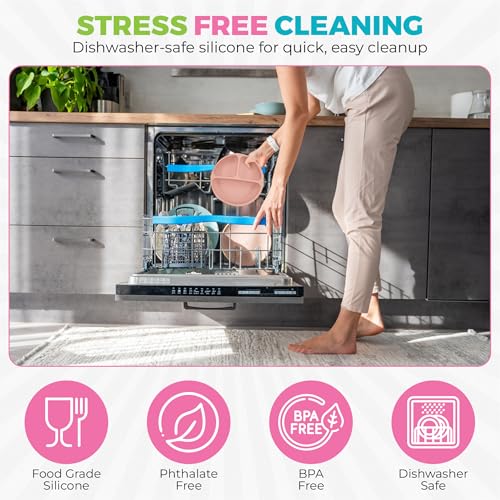 SiliFun 8-Piece Silicone Baby Feeding Set – Complete Infant Mealtime Kit with Suction Bowl, Divided Plate, Bib, Spoon, Fork & Cup – BPA-Free, Dishwasher Safe – Gift-Ready in Premium Branded Packaging4