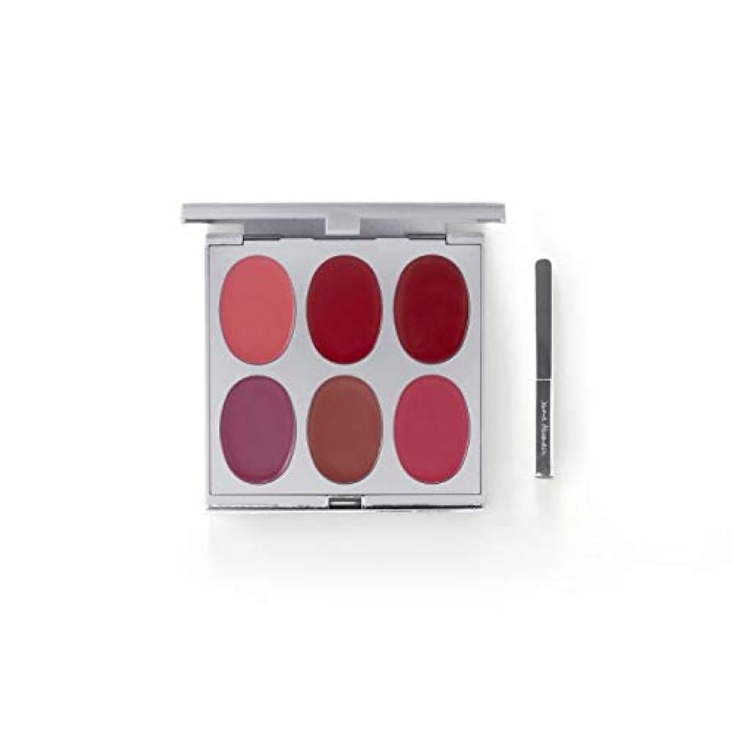 Jerome Alexander New Again Lipstick Palette & Retractable Brush, 6 Hot-Poured, Buildable & Blendable Smooth Matte Shades (Hot Colors)