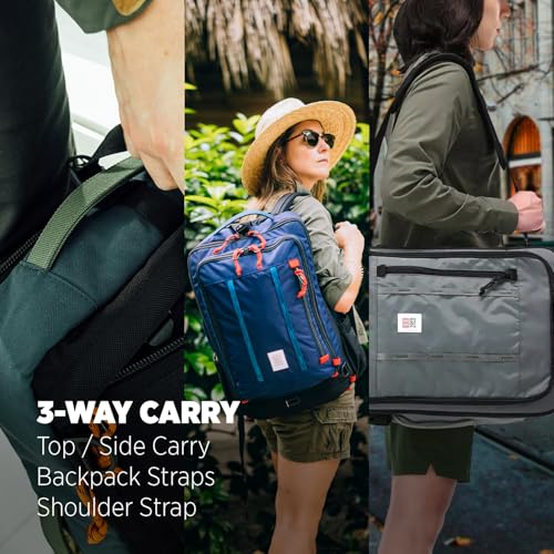 Topo Designs Global Travel Bag 30-40 Liter - Carry-on Compliant Versatile Pack, 3 Carry Options, External Laptop Sleeve (Eco-Friendly, 40L, Caribbean/Dark Khaki)3