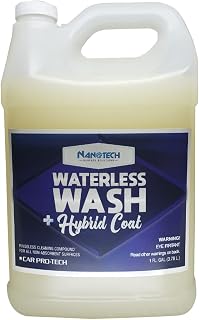 Nanotech Surface Solutions Nanotech Waterless Car Wash & Hybrid Coat- Rinse Less Car Wash Ceramic Spray- No Soap or Water Needed- Glossy Slick Finish- Paint Sealant Detailing (1 Gallon)