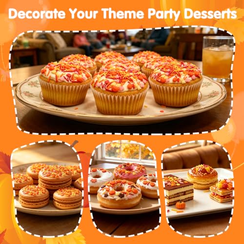 Image of Fall Party Edible Maple Leaf Pumpkin Jimmies Sprinkles,Halloween Decoration | 130g,Cakes Cookies Cupcakes Topper,Thanksgiving,Graduation Birthday Party Baking Decorating,Themed Holiday Dessert Supplies