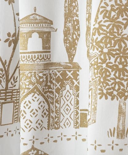 Image of Tranquebar Curtain Co. Window Curtain - 60-65% Room Darkening, 152 cm (5 Feet), Gold Mughal City Print, Set of 2, Cotton Fabric, BackTab, Agra- Window Curtains 5 Feet, Living Room, Bedroom