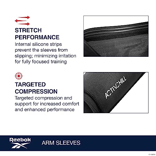 Reebok Mangas de compressão para homens e mulheres – mangas antiderrapantes de desempenho elástico,