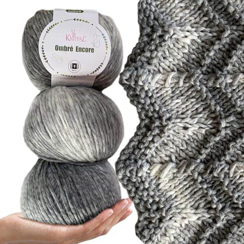 Image of Ombre Encore Chunky Ombre Yarn #5 Weight, 3-Pack (507Yds /420G), Gray Wolf