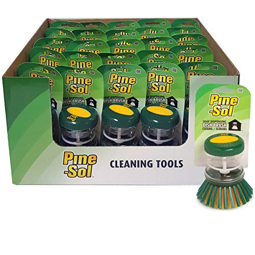 Image of Pine-Sol Soap Dispensing Scrub Brush | Soft Bristles, Safe with Non-Stick Cookware | Kitchen Scrubber for Dishes, Pots and Pans