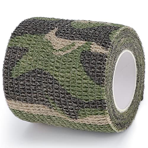 DROK Fita camuflada de 4 rolos, fita adesiva elástica de camuflagem coesiva de 5 cm x 4,5 m para esp