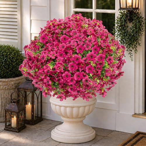 AXYLEX Artificial Flowers for Outdoors Fake Plants - 16 Bundles F...