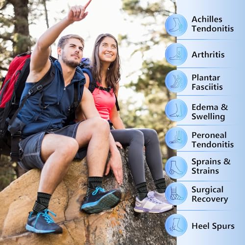 Image of DRNAIETY Copper Ankle Brace for Men & Women - 1 Pair Adjustable Ankle Support Compression Sleeve for Plantar Fasciitis, Achilles Tendonitis, Foot Pain, Swelling, Sprains - Everyday Use (Black, Small)