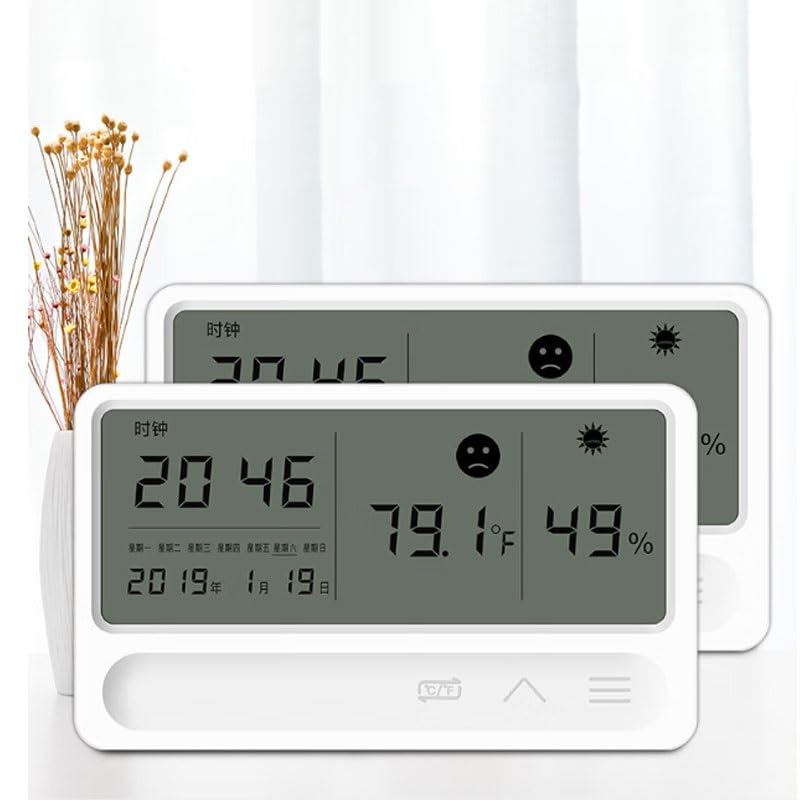 Wall Mounted Indoor Temperature Humidity Meter for Household Use with Digital Display of Time Air Detection