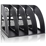 KXF Arched File Organiser Desktop Organizer for A4 Documents File Folder Holder Office Desk Storage Kitchen Organiser Plastic Magazine Rack Dividers 4 Compartments Frame Cabinet For Home School