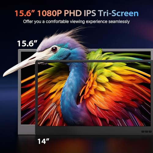 Image of QQH 15.6 inch Laptop Screen Extender, Ultra-Slim Triple Portable Monitor, One Cable USB-C Dual Portable Monitor, Travel Monitor, Portable Laptop Monitor Extender for 12 inch-16 inch Laptops, MacOS /Windows /Android