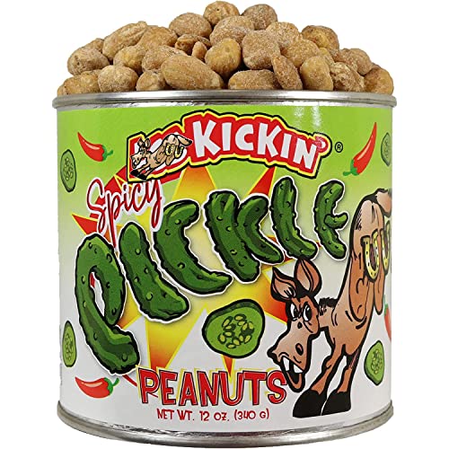Kickin' Spicy Pickle Hot Peanuts - 12 onzas - Ultimate Spicy Gourmet Gift Peanuts - ¡Prueba si te atrevas! Cover
