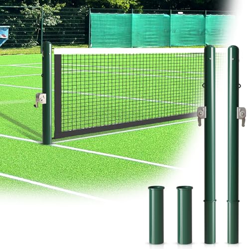 SOIUDNEB Tennis Posts with Double Reels，Tennis Posts for Tennis Net, Heavy-Duty Metal Tennis Poles for Outdoor, Tennis Court Kit for Backyard, Stadium(No Net)