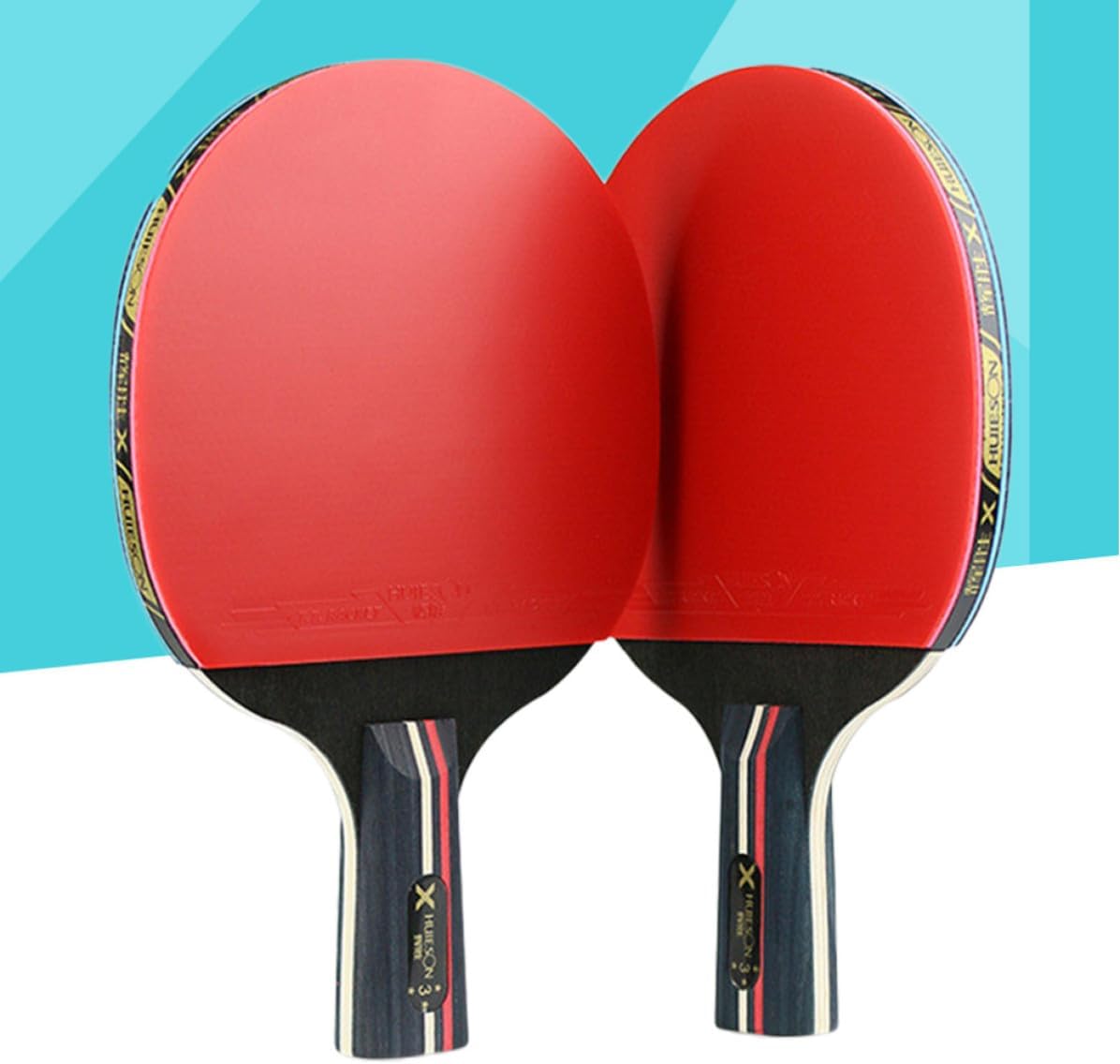 Three-Star Table Tennis Rackets Set Pure Wood Ping Pong Paddle | Training Use Outdoors, Fine Control and Comfortable Grip, Straight Handle Plus Horizontal Handle