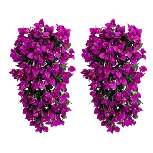 FACAIIO Bougainvilliers artificiels à suspendre, lot de 2 plantes en soie pour balcon, terrasse et jardin