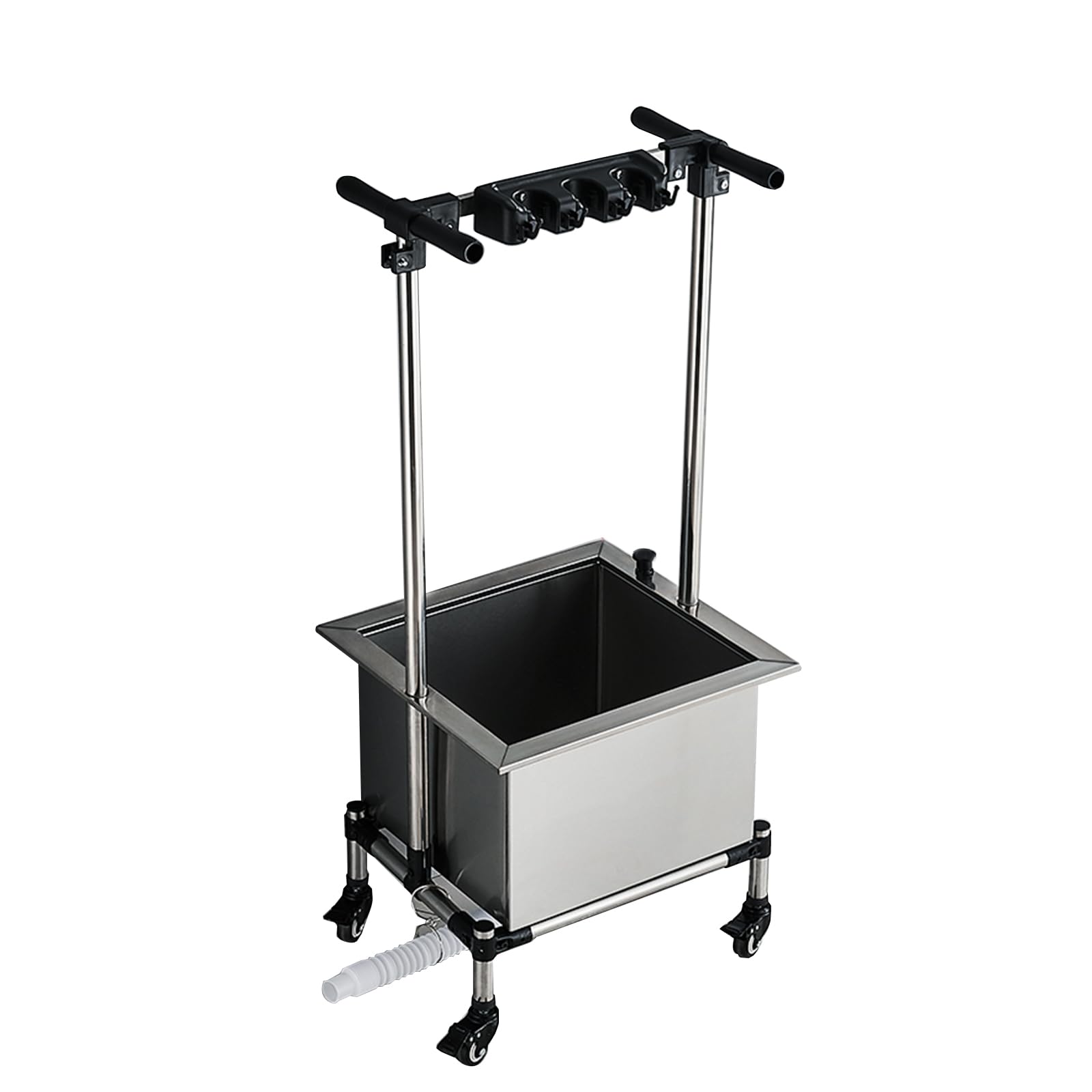 Fregadero móvil con ruedas, de acero inoxidable, para garaje, organizador de limpieza resistente con almacenamiento