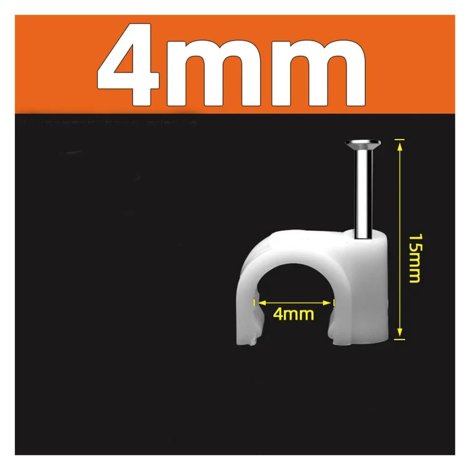 Nägel Kabelklemmen, 100 Stück, weiß, 4–10 mm, Stahl-Nageldraht-Management-Klemme(4mm)