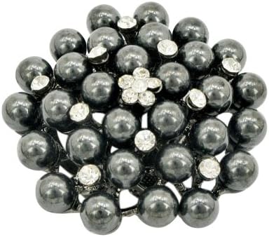 Magestic Black Pearl Rhinestone Brooch