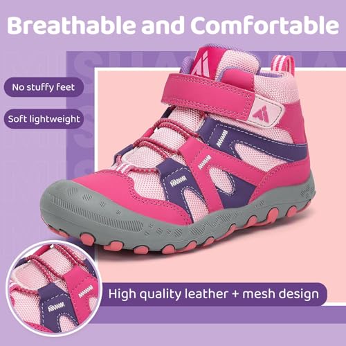 Mishansha Mädchen Wanderschuhe Bequem Atmungsaktiv Trekkingschuhe Unisex-Kinder Turnschuhe Outdoor Sport Wanderstiefel Rosa 25 EU