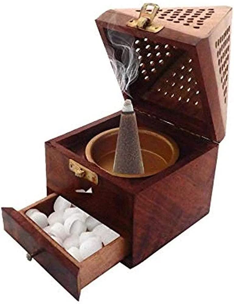 Incredible Artifacts Wooden Incense Holder, Dhoopbatti Holder|Fragrance Stand Holder, Mandir Item, 3.5 In, Cylindrical (B09VZ9BNHP) Amazon Price History, Amazon Price Tracker