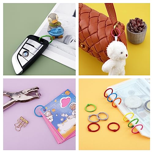 Image of Antner 50PCS Metallic Binder Rings 1 Inch Colorful Loose Leaf Rings for Index Cards, Metal Steel Book Rings Keychain Key Rings Notebook Rings for School Office Home, 10 Colors