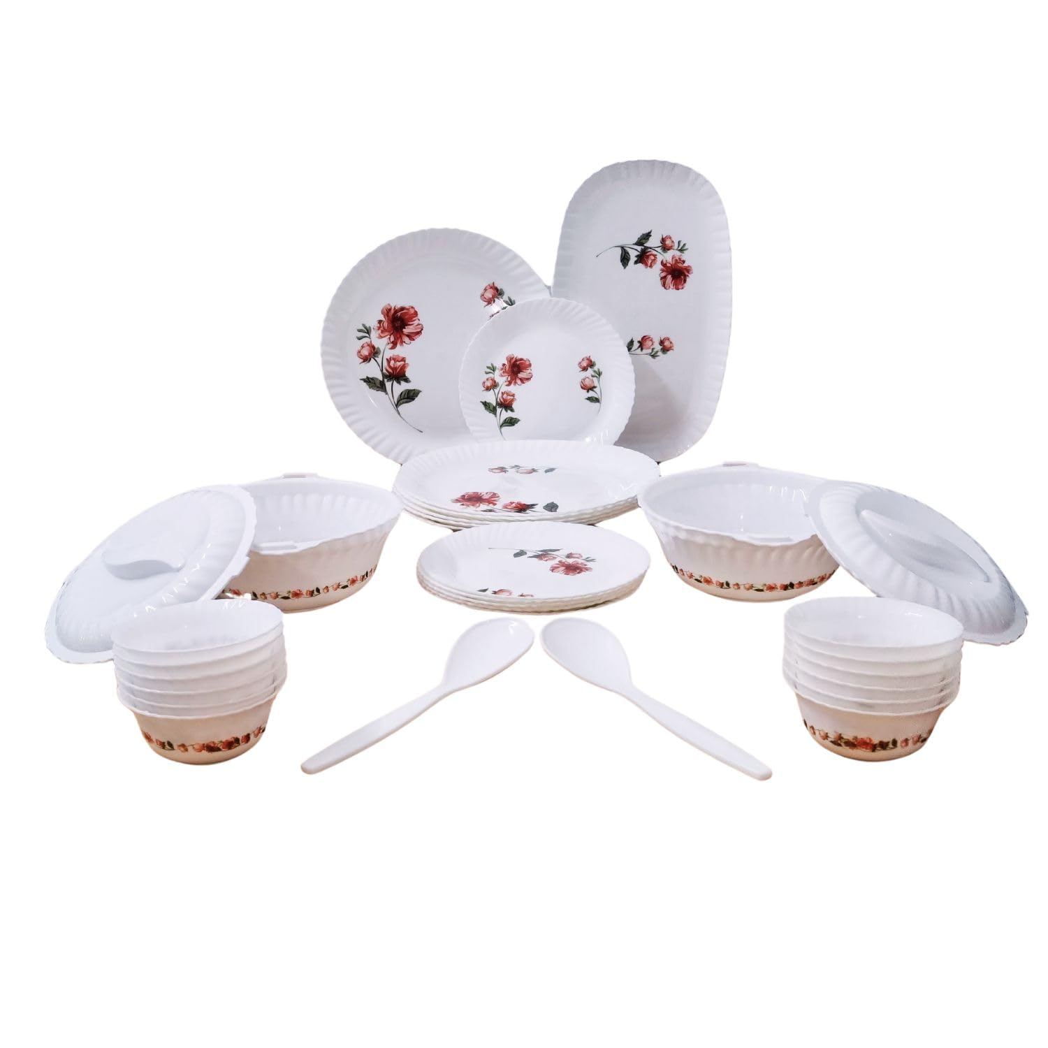 IMPHI Dinner Set - Unbreakable Collection - Light-Weight, Daily Use Crockery Set for Dining, Dishwasher Safe - Pack of 36 (Red) (B0D9696ND3) Amazon Price History, Amazon Price Tracker