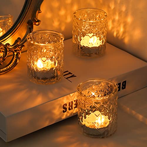 Vaserina 12 Glass Votive Candle Holders, Tealight Candle Holders In Bulk, Clear Glass Votive Candle Holders For Wedding, Candle Votives For Tables, Home Decor, And Holiday Decor #TOP6