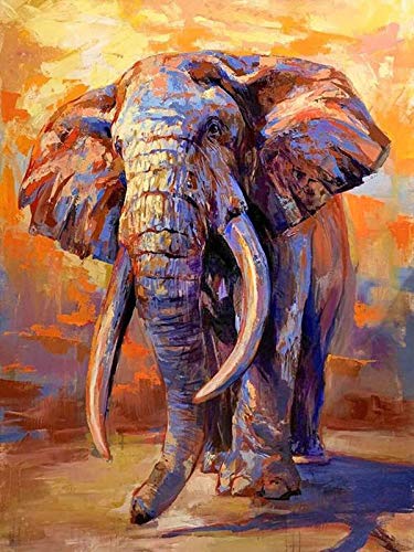DIY 5D Diamond Painting Kits Full Drill Elephant Art Paint with Diamonds Embroidery by Numbers Cross Stitch Rhinestone Art Craft for Home Wall Decor 12x16 inch