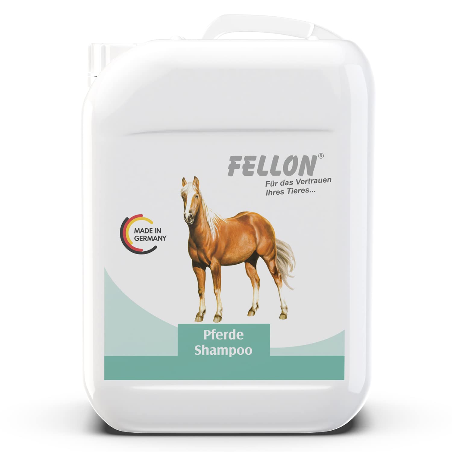 Fellon Szampon dla koni, delikatny szampon do pielęgnacji sierści koni, przeciw suchej skórze, neutralne pH, naturalny, natłuszczający, oczyszczający szampon z łagodnymi substancjami myjącymi,