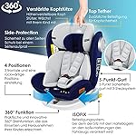KIDIZ® Kindersitz Baby Autositz Kinderautositz Isofix Top Tether 360° drehbar Gruppe 0/1/2/3 ab Geburt 0-36kg Mit Sonnenschutzdach Seitenschutz 5 Punkt Gurt Kopfstützenverstellung ECE R44/04, Blau