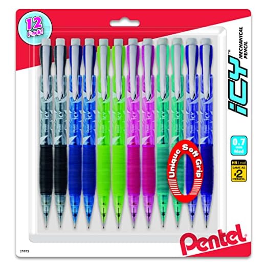 Pentel ICY Razzle-Dazzle Mechanical Pencil, 0.7mm, Assorted Barrels, Color May Vary, Pack of 12 (AL27RDBP12M)