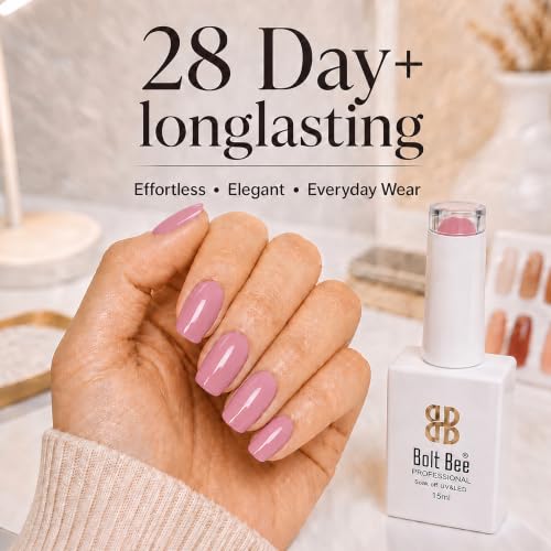 Image of BOLT BEE 15ML Gel Nail Polish 1Pc Clear Pink Glitter Nail Polish Soak Off UV LED Nail Gel Polish Nail Art Starter Manicure Salon DIY at Home, 0.5 OZ (1) (110)
