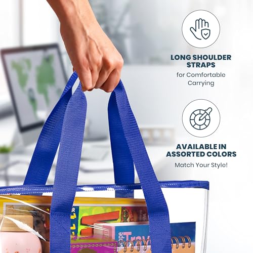 Image of Handy Laundry Clear Tote Bag - Zipper Closure, Long Shoulder Strap, Fabric Trimming.