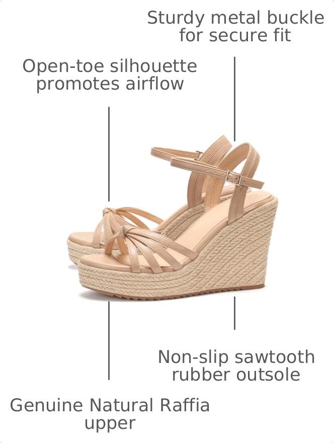 Image of VICKI.VICKI Wedges for Women Platform Sandals Wedge Heels for Sandals Comfortable Summer Espadrille Shoes Ankle Strap&Open Toe