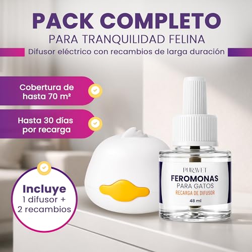 Feromonas para Gatos Difusor con 2 Recambios de 48 ml para 60 Días de Calma 3