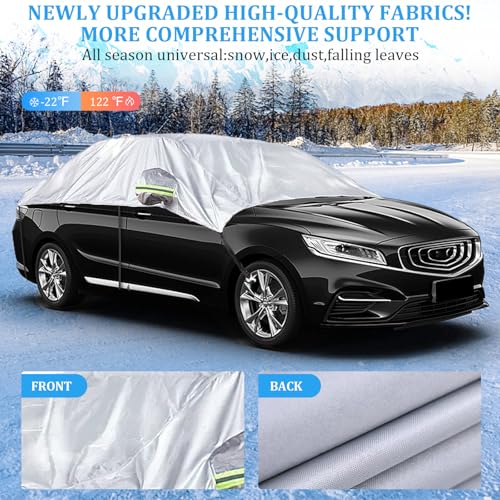 Image of HAMTRED Windshield Cover for Ice and Snow,Half Car Cover with Reflective Straps Protector Car Cover Sunroof Cover for Dustproof Sunproof UV Resistant, Protects Front Rear Window Cover(SUV)