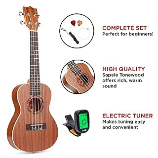 Best Choice Products Kit de démarrage pour ukulélé de concert acoustique 23 pouces avec sac de transport, sangle… - Les Beatles, Paul McCartney, John Lennon, RIngo Starr, George Harrison Best Choice Products Kit de démarrage pour ukulélé de concert acoustique 23 pouces avec sac de transport, sangle… – Image 4