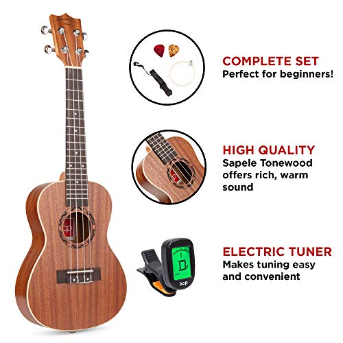 Best Choice Products Kit de démarrage pour ukulélé de concert acoustique 23 pouces avec sac de transport, sangle… - Les Beatles, Paul McCartney, John Lennon, RIngo Starr, George Harrison Best Choice Products Kit de démarrage pour ukulélé de concert acoustique 23 pouces avec sac de transport, sangle… – Image 5
