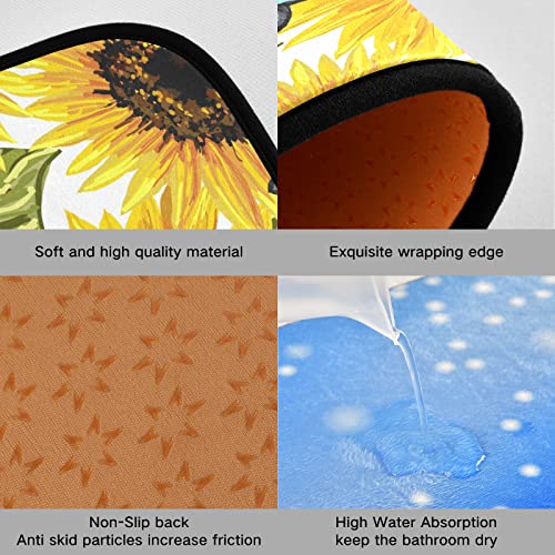 Susiyo Sunflower Blue Butterfly Painted Kitchen Mat Set Of 2 Pieces Non-Slip Comfort Memory Foam Rug For Kitchen Sink Laundry Office 19.7"X47.2" +19.7"X27.6" #TOP1