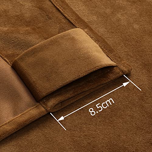 Benedeco Gold Brown Velvet Curtains For Bedroom Window With Back Tab, Super Soft Vintage Luxury Heavy Drapes, Room Darkening Thermal Insulated Curtain For Living Room, W52 By L84 Inches, 2 Panels #TOP3